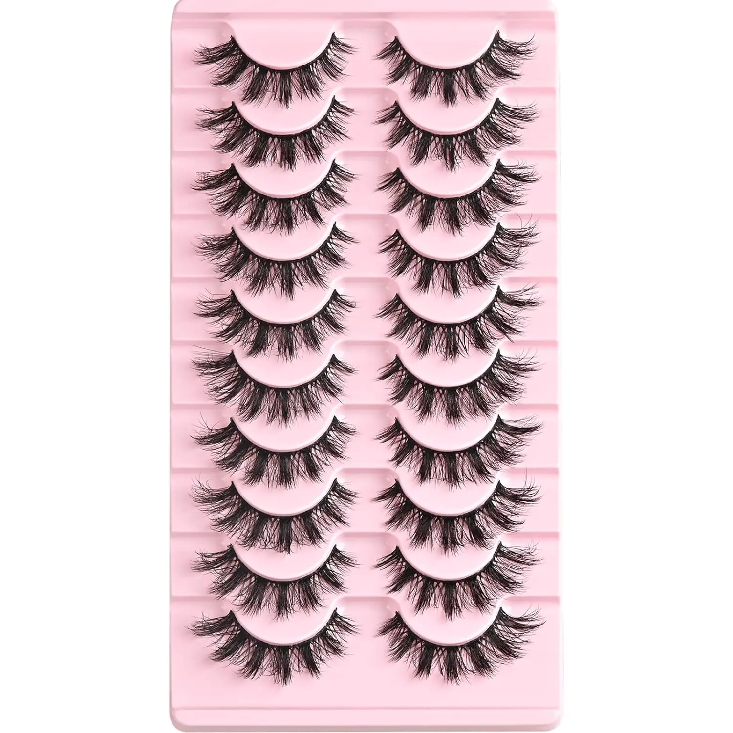10 Pairs Cat Eye False Eyelashes, 15Mm Fluffy Wispy Natural Strip Lashes, Short Lightweight Reusable Fake Eyelashes For Everyday Makeup, 9–15Mm