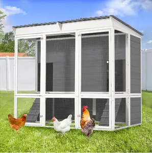 AECOJOY 67'' Extra Large Chicken Coop with Run, Wood Chicken House with 4 Nesting Boxes & Roost Bar for 6-10 Chickens, Hen Fence Poultry Pet Cage