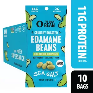 The Only Bean - Crunchy Roasted Edamame Beans (Sea Salt) - Keto Snack, High Protein, Healthy Snacks, Low Carb, Gluten-Free & Vegan (0.9oz) (10 Pack)