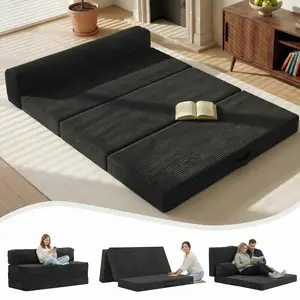 Winzoo 6" Tri-Fold Mattress Foldable Futon Sofa Bed with Removable Pillow,Floor Lounger Bed,Folding Memory Foam Futon Mattress Ottoman,