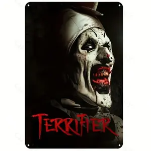 Aluminum Terrifier Horror Clown Artistic Wall Art for Home Kitchen Garden Bar Bedroom Bathroom Decor Weather Resistant 8x12 Inch Single Pack