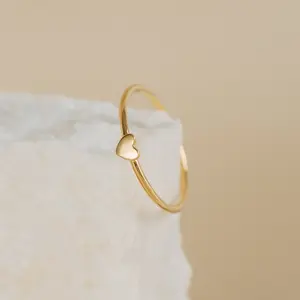 Nala Tiny Heart Ring by Caitlyn Minimalist - Dainty Heart Charm Ring - Stacking Love Promise Ring Band in 18K Gold & Silver - Romantic Jewelry - Anniversary Gift for Girlfriend