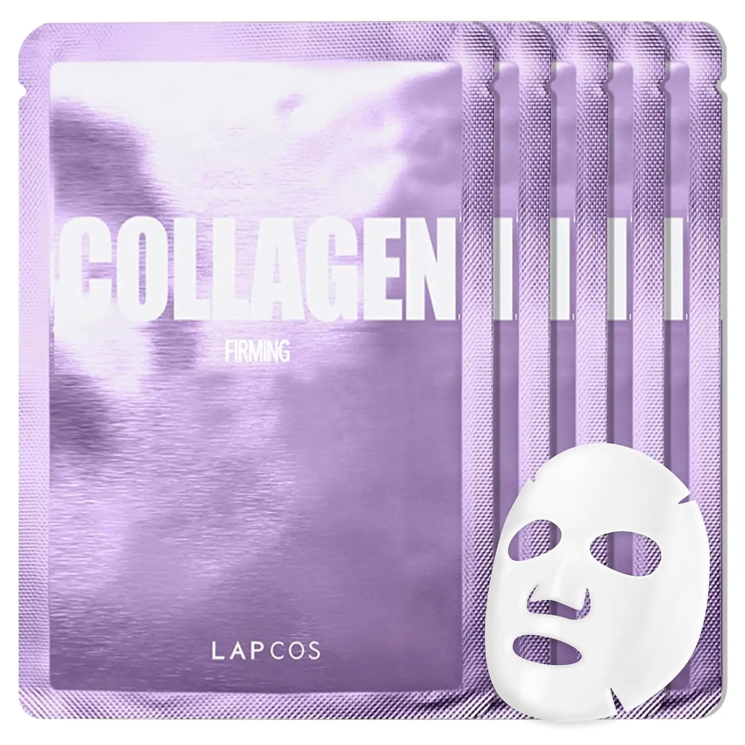 LAPCOS Collagen Sheet Mask - Official Product Firming & Age-Defying Face Masks with Collagen Peptides - Minimizes Fine Lines & Restores Skin Elasticity - Highly Breathable PT Cell Sheet - Korean Skin Care (Pack of 5)