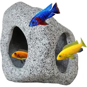 Aquarium Hideaway Rock Cave for Aquatic Pets to Breed, Play and Rest, Safe and  Ceramic Fish  Ornaments, Decor Stone for Betta