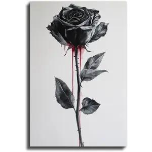 Framed Wall Art Canvas Prints - Rose, Vintage Art Watercolor Painting For Lover Wall Decor For Living Room Bedroom Valentine's Day Gifts (Rose 1, 20W X 30L, Wrapped Canvas)