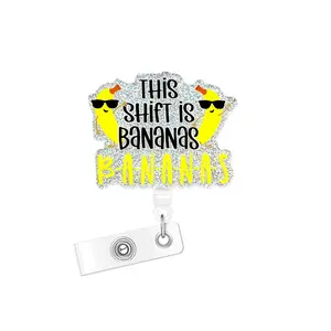 Funny Cartoon Acrylic Bling Retractable Badge Reel, 1/16pcs Belt Clip Retractable Name Badge Holder for Nurse Doctor Student Worker Volunteer, Identification Badges & Supplies, Badge Reels Retractable Medical Badge Holder, Retractable Badge Holders