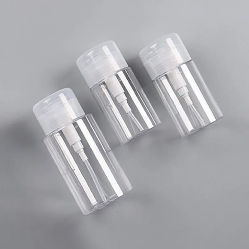3 Pcs Travel Pump Bottles Set – 100ml/150ml/200ml refillable containers with Multiple Sizes, flip-top press design. Clear PET cosmetic dispensers for lotion, toner and makeup remover, perfect for travel and daily use.