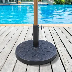 18" 26 lbs Round Resin Umbrella Base Stand Market Parasol Holder with Beautiful Decorative Pattern & Easy Setup, for Φ1.5", Φ1.89" Pole, for Lawn, Deck, Backyard, Garden, Bronze