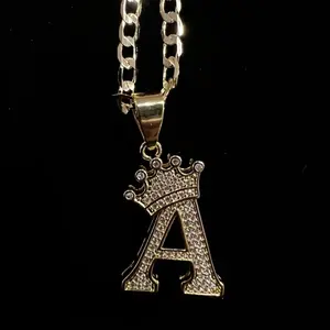 Crown Initial Necklace with Personalized Initial A - Metal Coating Jewelry for Fashionable Outfits