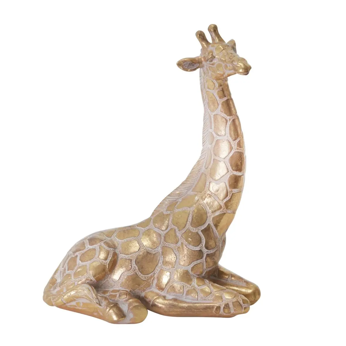 212 MAIN 10 in. Polyresin Sitting Giraffe Figurine - Gold Motif Ornament, Whimsical Aesthetic Animal Decorations Statues, Home Accent Collectible