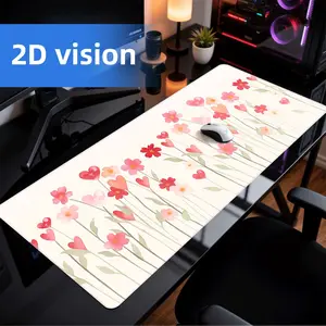 1pc XXXL 39.37×19.69 Inch Heart Flower Gaming Mouse Pad, Desk Mat, Gaming Desk Accessory, Extra Large Floral Heart Design, Non-Slip Base, HD Printed Surface, Suitable for Home Office and PC Gaming, Desk Mat for Flower Lovers, Gamer Gift