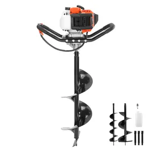 Post Hole Digger, 52cc 1450W Auger Post Hole digger, Gas Powered Earth Digger with Two Earth Auger Drill Bit 6" & 10" and 3 Extension Rods, for Farmland, Garden and Plant, EPA certification