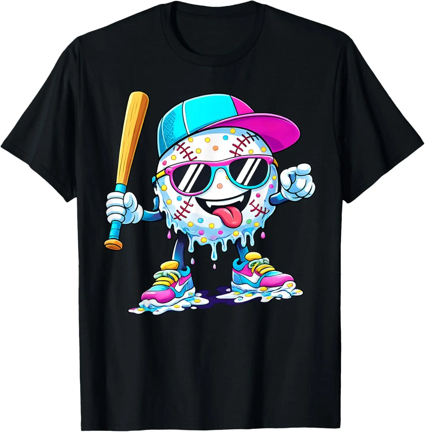Men's Stylish Novelty Funny Lifestyle 101 Apparel Baseball Drip T-Shirt - Thermal, for School & Graduation, Shortsleeve