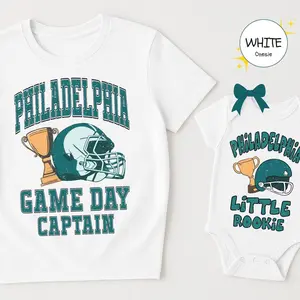 Philadelphia Football Dad & Baby Shirt, Philadelphia Football Onesies®, Retro 80s Style Game Day Tee, Football Family Matching T-Shirt Gifts