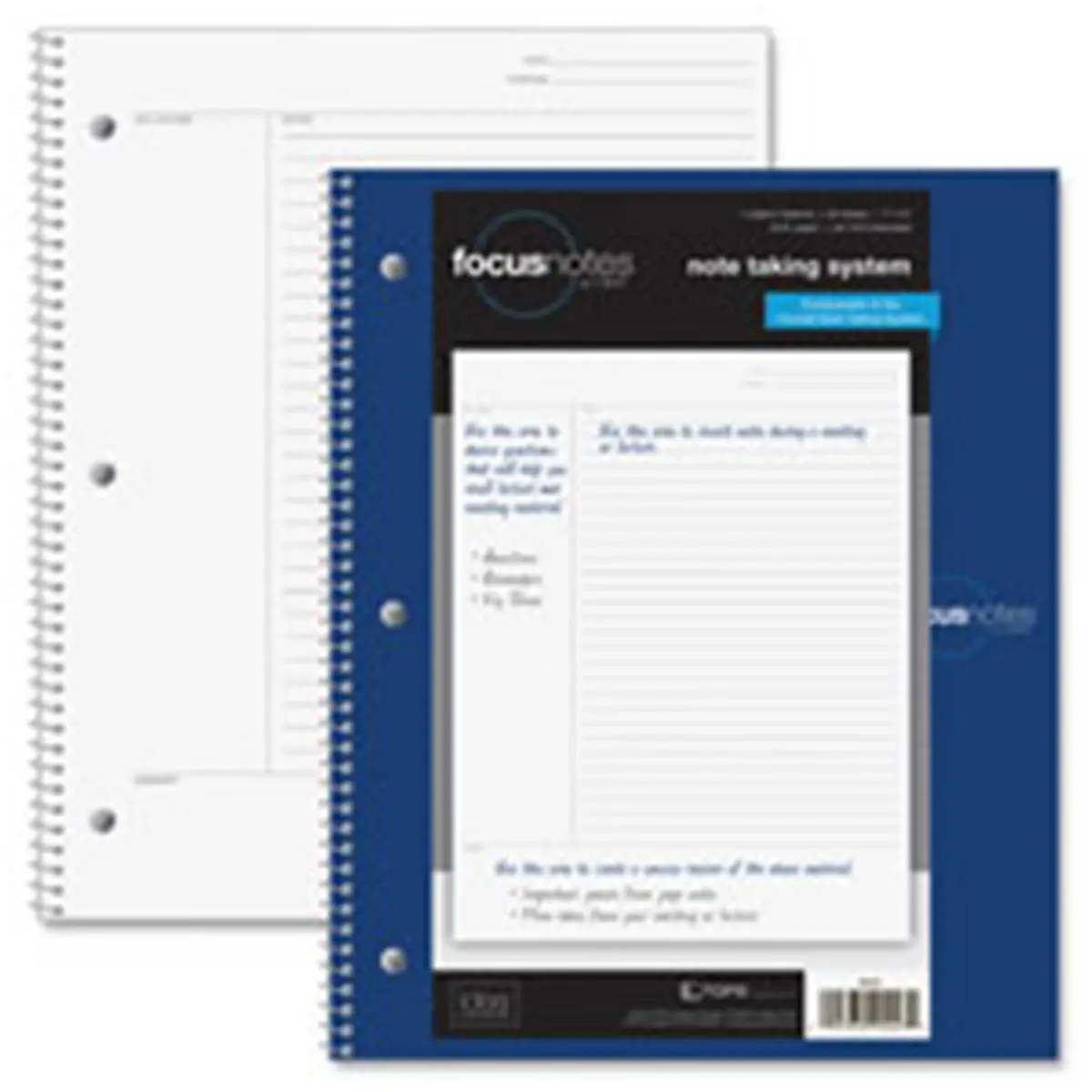212 MAIN Wirebound Columnar Notebook - 3-Ring Compatible with Standard 3-Ring Binders, Privacy Cover, 11in x 9in, 20 lb Paper, 100 Sheets, Perforated Pages, Cue Column, White, ID Note Method Compatible, Notebook for Work