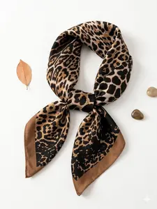 Women's Leopard Print Satin-Like Square Scarf, Chic Fashion Bandana for Neck, Hair, Wrist & Handbag Styling, Versatile Accessory, Head Scarf, Head Wrap, Hairwraps