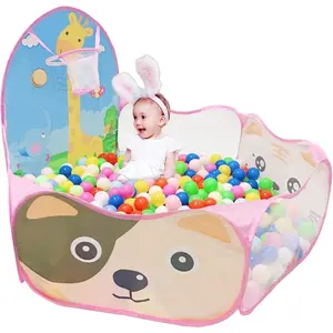 Kids Ball Pit, Pop Up 3+Children Play Tent, Toddler Ball Pool Baby Crawl Playpen with Basketball Hoop, Portable Toys for Girls Boys, 4 ft / 120 cm, Balls Not Included, Animal