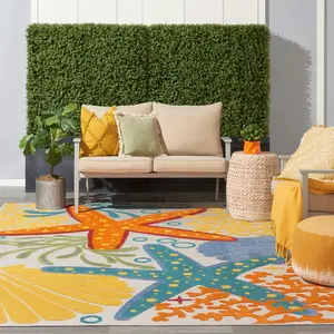 Nourison Aloha Ocean Starfish Indoor-Outdoor Hawaiian Area Rug, Decorative Floor Rug, Decorative Rug, Floor Rugs