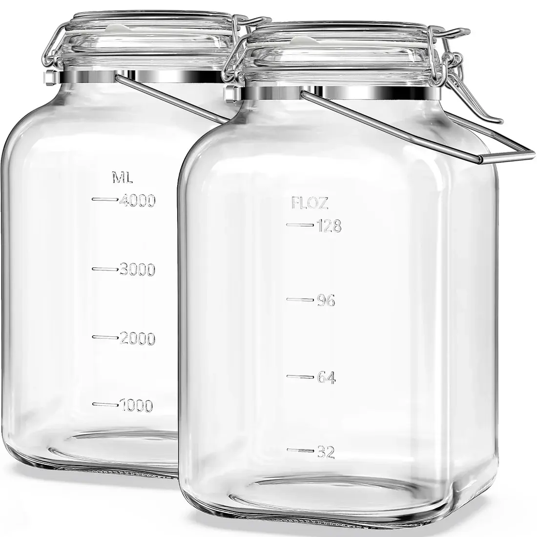 Syntic Sturdy Durable Glass Airtight Canister with Snap Lock Lid, Wide Mouth, Easy-Carry Handle for Kitchen Food Storage