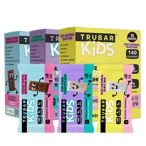 TRUBAR Kids Plant-Based Protein Bars Variety Pack, Gluten Free School Lunchbox Snack, Peanut & Tree Nut Free, Low Sugar On-the-Go Snack Bars, 15 Count