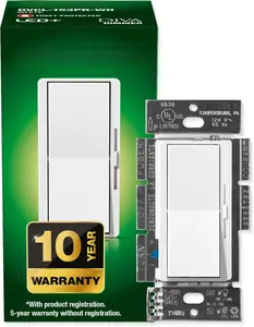 Diva LED+ Dimmer Light Switch for Dimmable LED, Halogen, and Incandescent Bulbs, 150 Watt, Single-Pole or 3-Way, DVCL-153P-WH, White