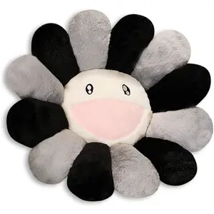Plush Rainbow Pillow Sunflower Indie Decor Soft Comfortable Flower Floor Pillow for Home Reading Bedroom Decoration 40CM Grey