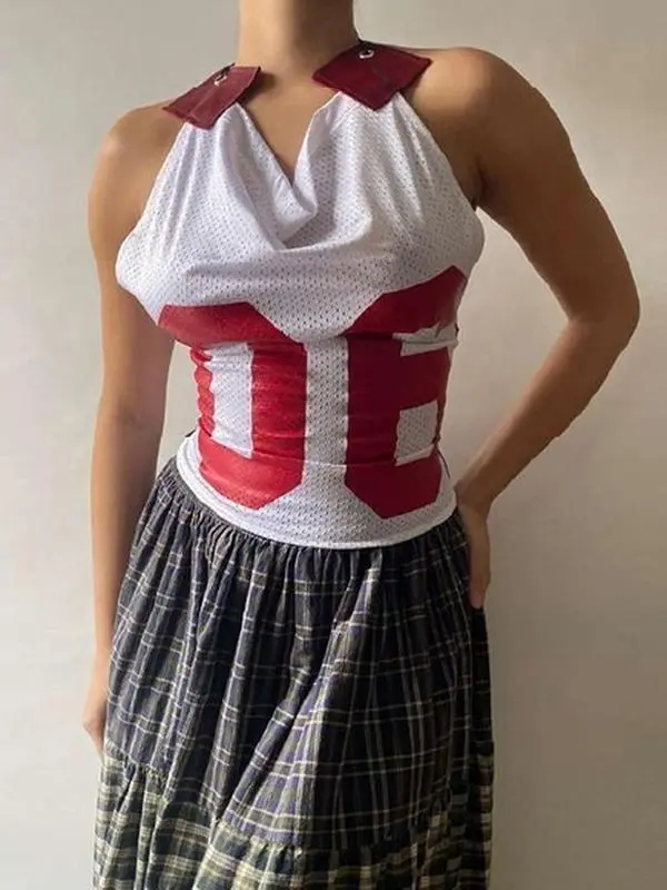Stylish Halter Cowl Neck Open Back Drawstring Blouse Top Womenswear Backless woman top