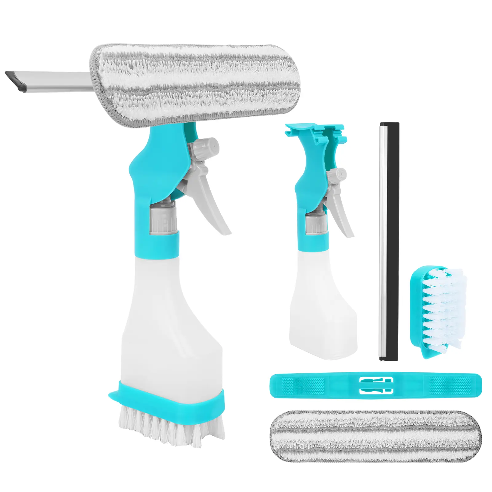 KEEPOW Rotatable Multifunction Window Cleaning Kit, Household Squeegee Combo for Home Glass, Car Windows
