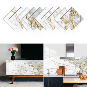 10pcs Marble Crystal Hard Surface Peel and Stick Floor Tiles, 20cm/30cm Sizes, Self-Adhesive Decorative Flooring for Home Kitchen Living Room Renovation, Waterproof Slip-Resistant Easy Clean, Durable Floor Stickers