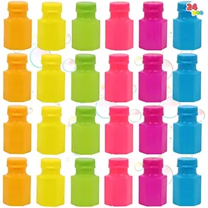 24 pcs Mini Bubble Bottles with Wand Assortment for Kids, Bubbles Party Favors Supplies, Summer Toy for Toddler, Valentines Day Goodie Bag Stuffer, Birthday Gifts for Toddlers