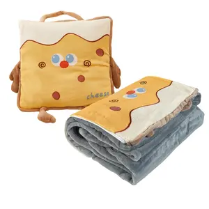 Coral Fleece Blanket Pillow 2-in-1 - Comfortable & Cozy, Easy Clean & Dryable, Travel-Friendly, Versatile for Pillow/Blanket/Back Support