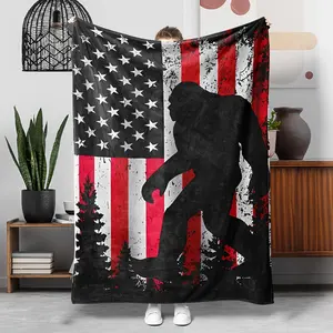 American Flag (Gorilla) Design, Soft, Warm, And Comfortable Sofa Bed Office Blanket, Small Throw Blanket, Nap Blanket