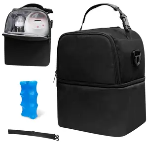 Breast Pump Bag for Spectra S1 S2, Insulated Travel Backpack with Ice Pack Fits 6 Baby Bottles, Wearable Breastmilk Double Layered Cooler Bag with Removeable Straps for Nursing Mom Daycare