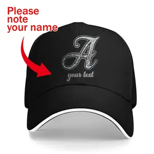Customizable Name & Lettering Baseball Cap - Personalized Initials/Text, Unisex Adjustable Snapback Closure, Breathable Six-Panel Design with Piping Trim, with Golden Lettering - Casual Outdoor Sports Travel Hat for Men & Women