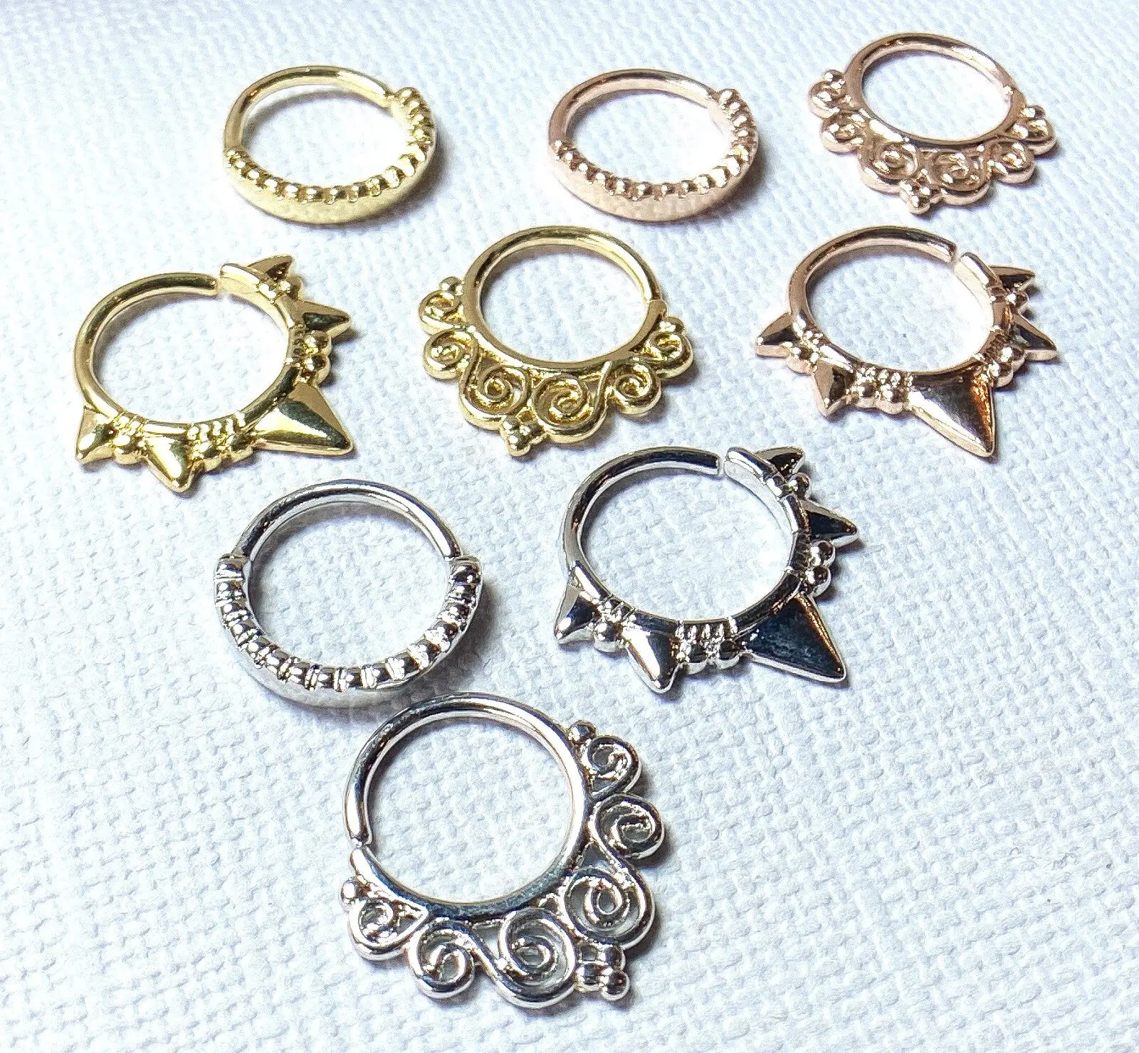 3pc Value Pack: 16g Bendable Design Septum / Cartilage Rings w/free Retainer!