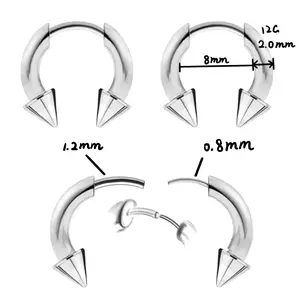 Oufer 12G Guaged-Look Spike/Ball Ends Septum Ring