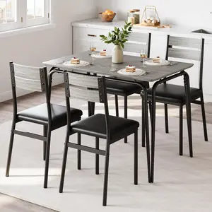 【GARVEE】Dining Table Set for 4, Kitchen Table and Chairs for 4, 5 Piece Kitchen Dining Room Table Set,Wood Modern Rectangle Dinner Table With Upholstered Seat,Dinette Furniture for Breakfast Nook,Home Office