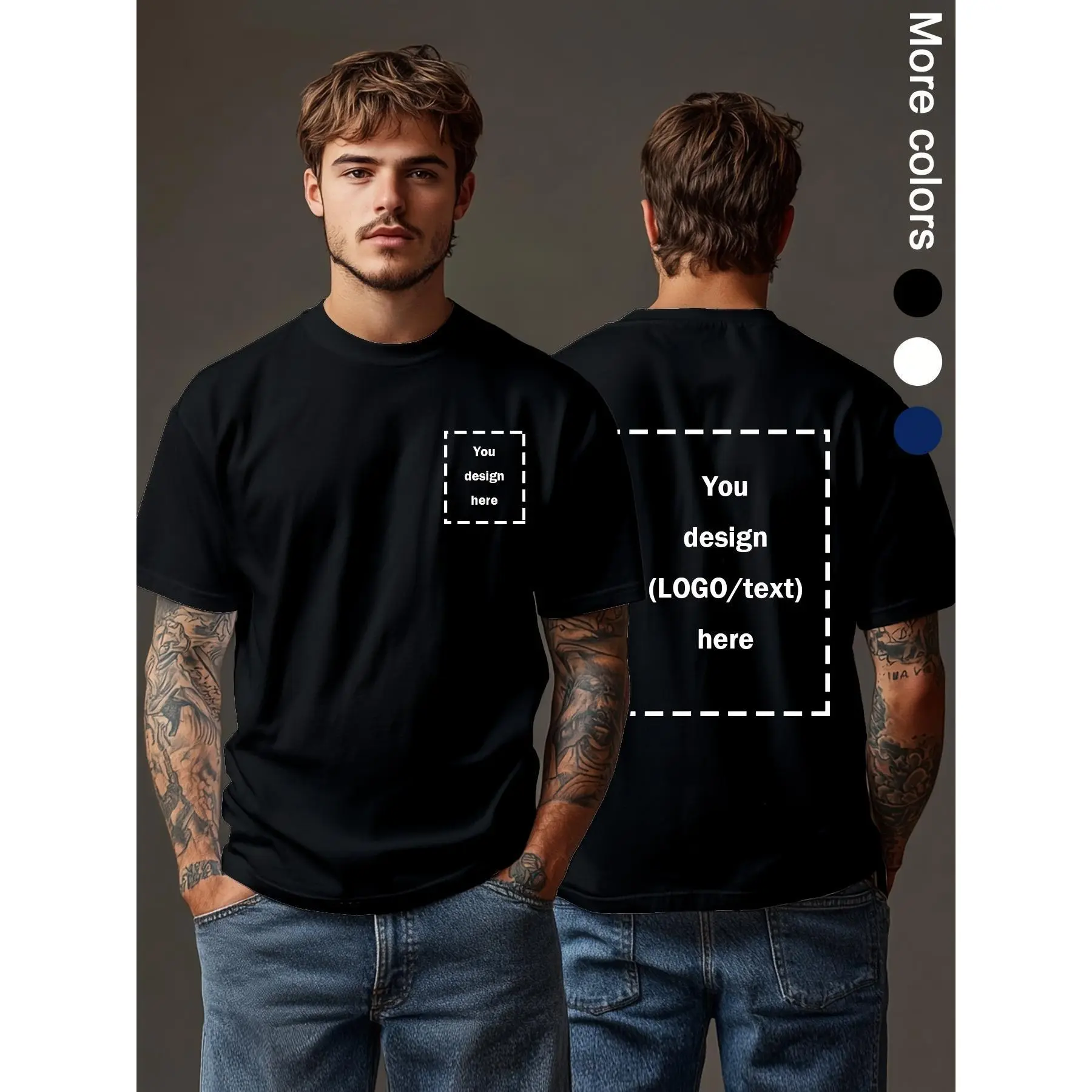 Customized Graphic T-Shirt, Unisex Casual Streetwear Short Sleeve Cotton Tee, Personalized with Your Logo for Team Uniforms & Events, Shortsleeve, Tshirt