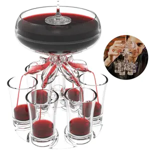 6 Cup Liquor Dispenser Set with Stand, Liquor Decanter Set, Bar Shot Dispenser, Cocktail Dispenser, Home Bar Accessories, Party Supplies, Halloween Drink Tool