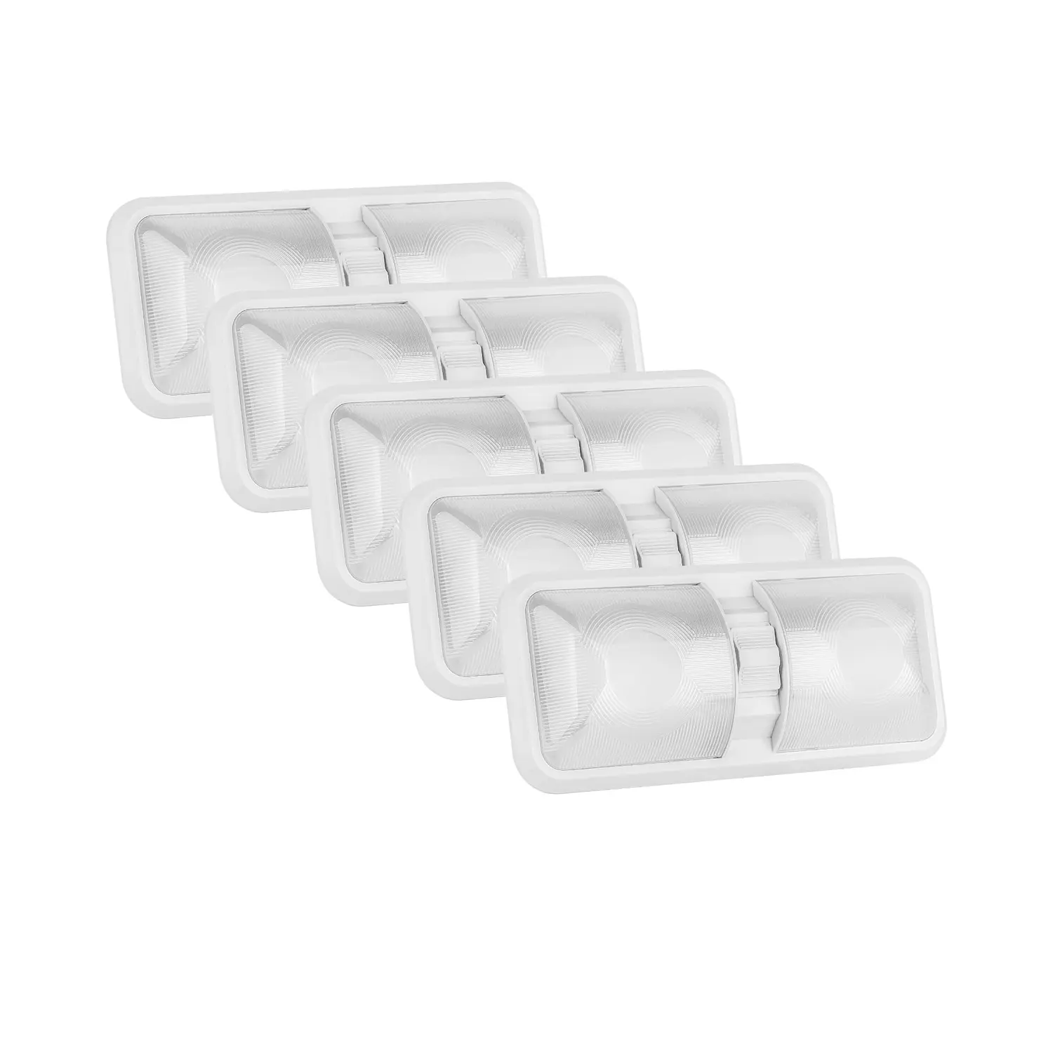 LED RV Double Dome Ceiling Light, 1100 Lumen Interior Lighting Fixture with ON/OFF Switch for RV Trailer, Camper