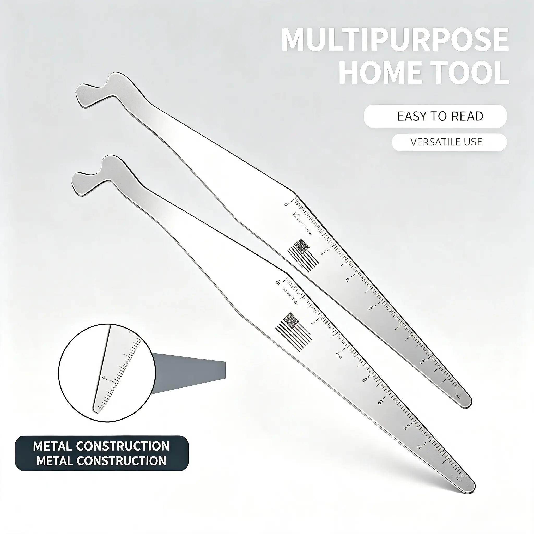 Multi-Function Pocket Size Spring-Steel Pry & Gap Measuring Ruler, Portable Hook-Tip Precision Gauge with Etched Inches/Cm Scale, Heavy-Duty Stainless Hand Tool for Door Installation, Ideal for Woodworkers & DIY Users