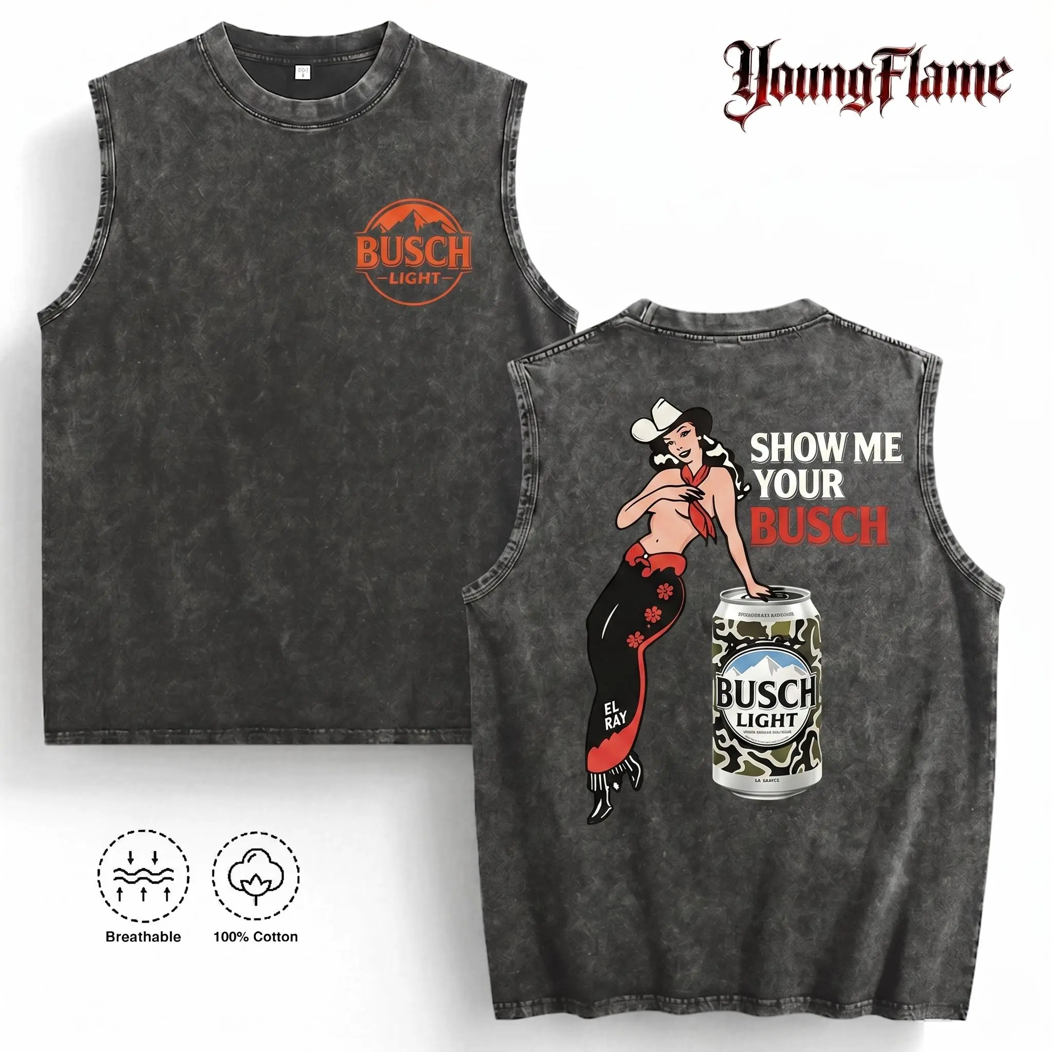 Vintage Country Beer Cowgirl Sleeveless graphic tee | Southern Party y2k clothing | Festival Country summer men clothes | Funny gifts for him cotton shirt trendy streetwear good graphic tee