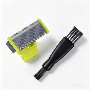 Blade Replacement Head & Cleaning Brush Set, Compatible with Mlg Washable Trimmer, Ergonomic Design, Smooth Shaving, Men's Grooming Kit (2pcs)