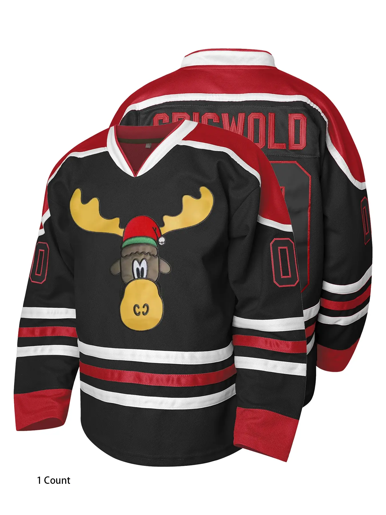 Men's white #00 hockey jersey - embroidered name number, loose Sporty Style, suitable for ice hockey, Christmas, party and casual wear, machine wash, size S-3XL, black white red, breathable durable comfortable sportswear, fashionable Jersey Shirt