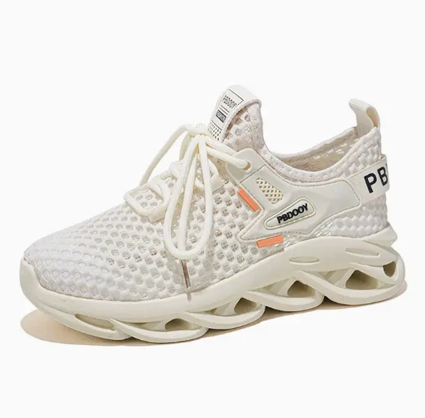 Summer ultra-breathable mesh blade platform shoes big hole honeycomb upper hollow cut shock midsole heel pull tab comfy daily travel casual sneakers