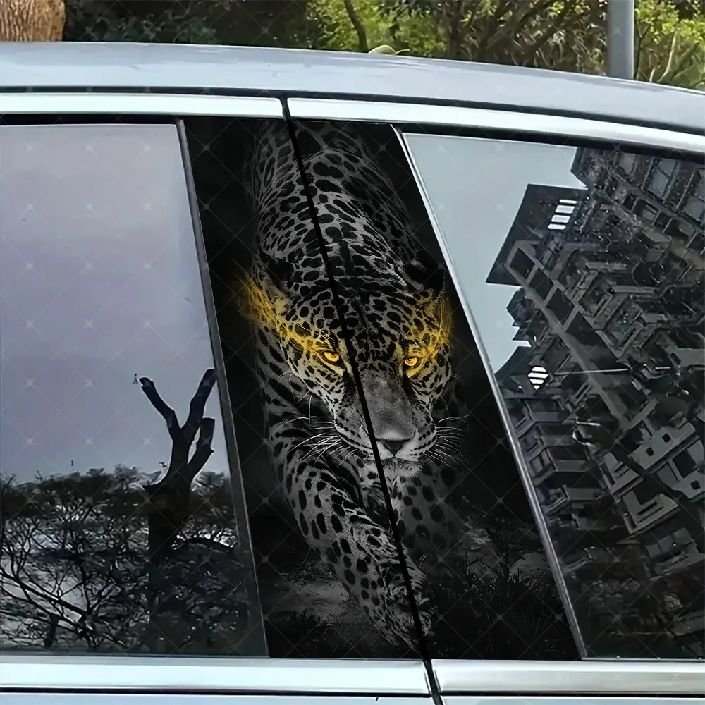 2pc Cool Jaguar Car B-Pillar Sticker, Vinyl Decal, Easy Peel & Stick, Sunproof Waterproof Scratch-Resistant, Car Decoration, Universal Car Sticker