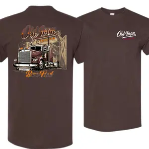 Old Iron Truckin' Barn Find T-Shirt – Vintage Semi-Truck Graphic, Classic Rig Tee for Truckers & Enthusiasts, Casual Top Crewneck