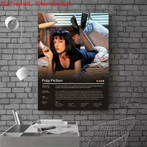 1 piece/set frameless canvas painting print poster, Classic Movie scenes Poster art，Pulp Fiction Movie Poster， a perfect gift for Movie loves, ideal gift for bedroom, living room, dorm hallway, kitchen, mural, wall decoration, room decor