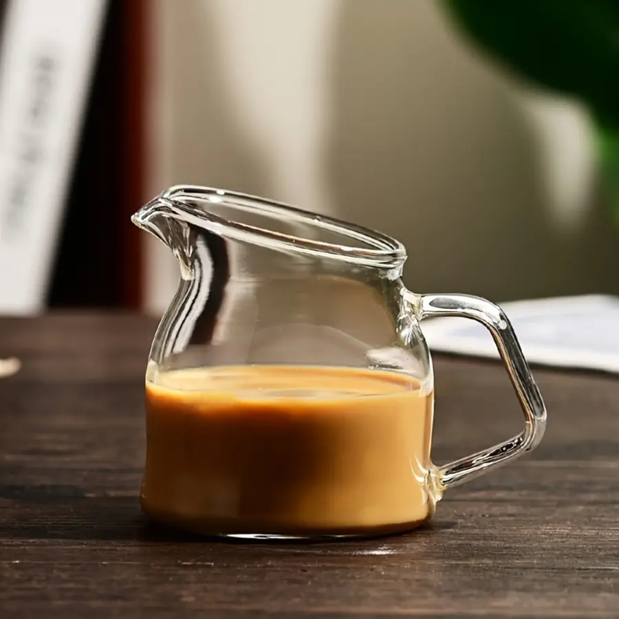 Mini Glass Creamer with Spout - Versatile Serving Sauce and Honey Jug, Stylish Coffee Cup for Dining, Kitchen & Home Use, Ideal Container for Milk & Syrups