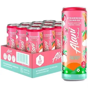 Alani Nu Natural Vitamin Sport Beverage - Strawberry Sunrise (12 Drinks, 12 Fl Oz Each)